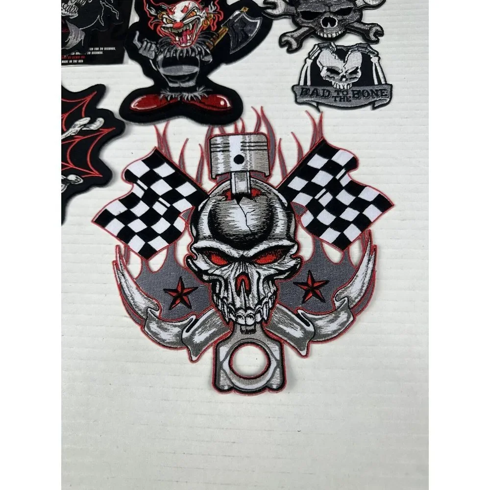 Mixed 8 Patches SKULL SKELETON BONES GRIM‎ REAPER 8 Patch Lot